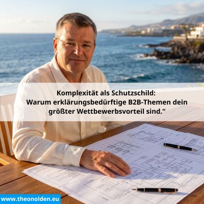 Komplexität als Schutzschild: Warum erklärungsbedürftige B2B-Themen dein größter Wettbewerbsvorteil sind.“